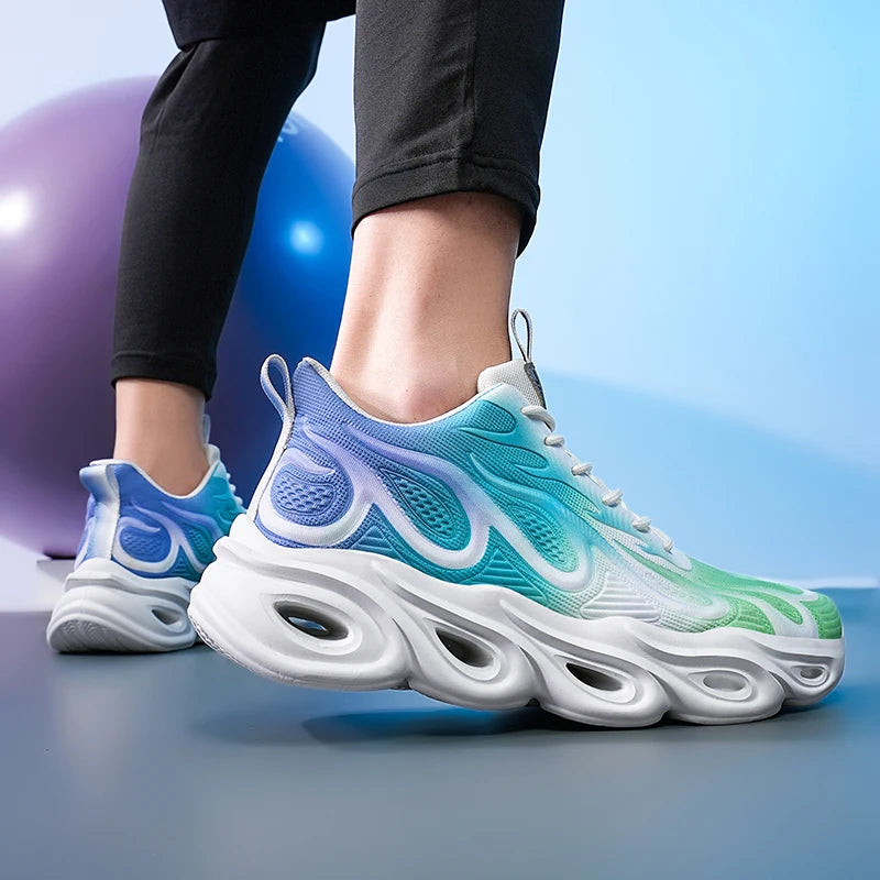 Men's Casual Sneakers Breathable Sports Light Running Tennis Sneaker Lace Up Platform Trainers Shoes