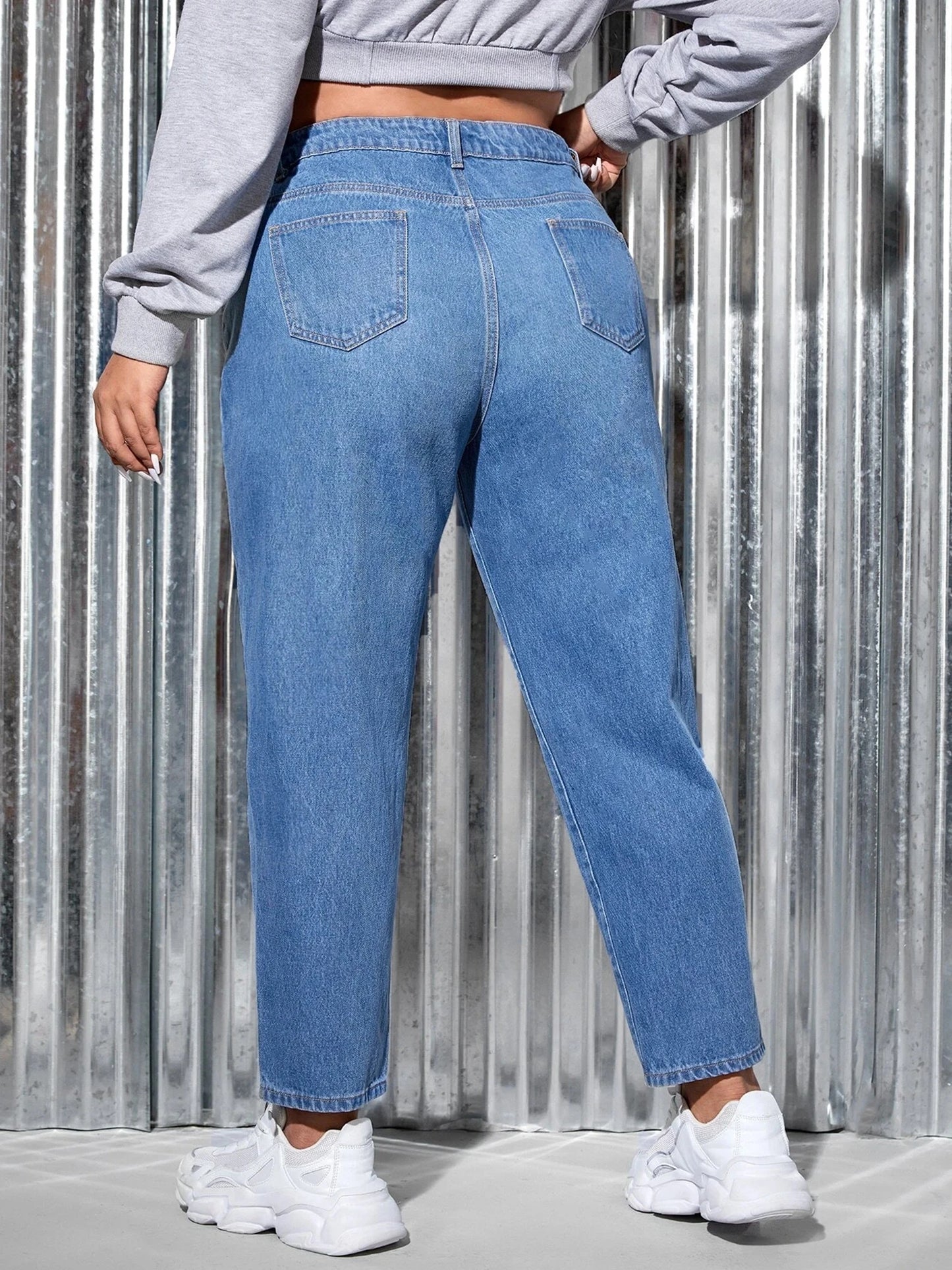 Plus Size Jeans - Women Tapered Curvy Stretchy Harem Fitting Loose Full Length Jeans