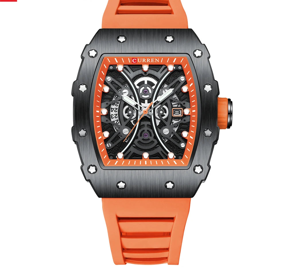 Men's 3D Quartz Stainless Steel Watch - Waterproof with Silicone Strap