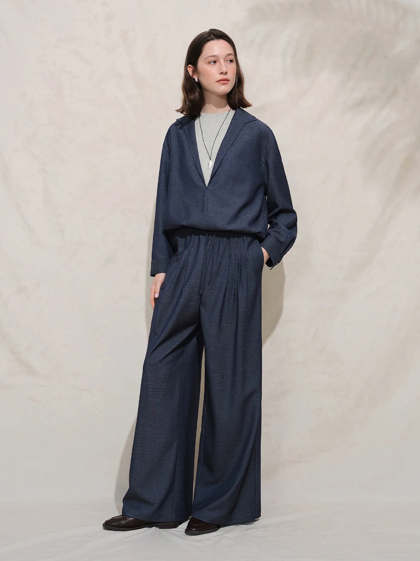 Navy Blue Three Piece Set - Coordinated Outfit for Office and Casual Wear