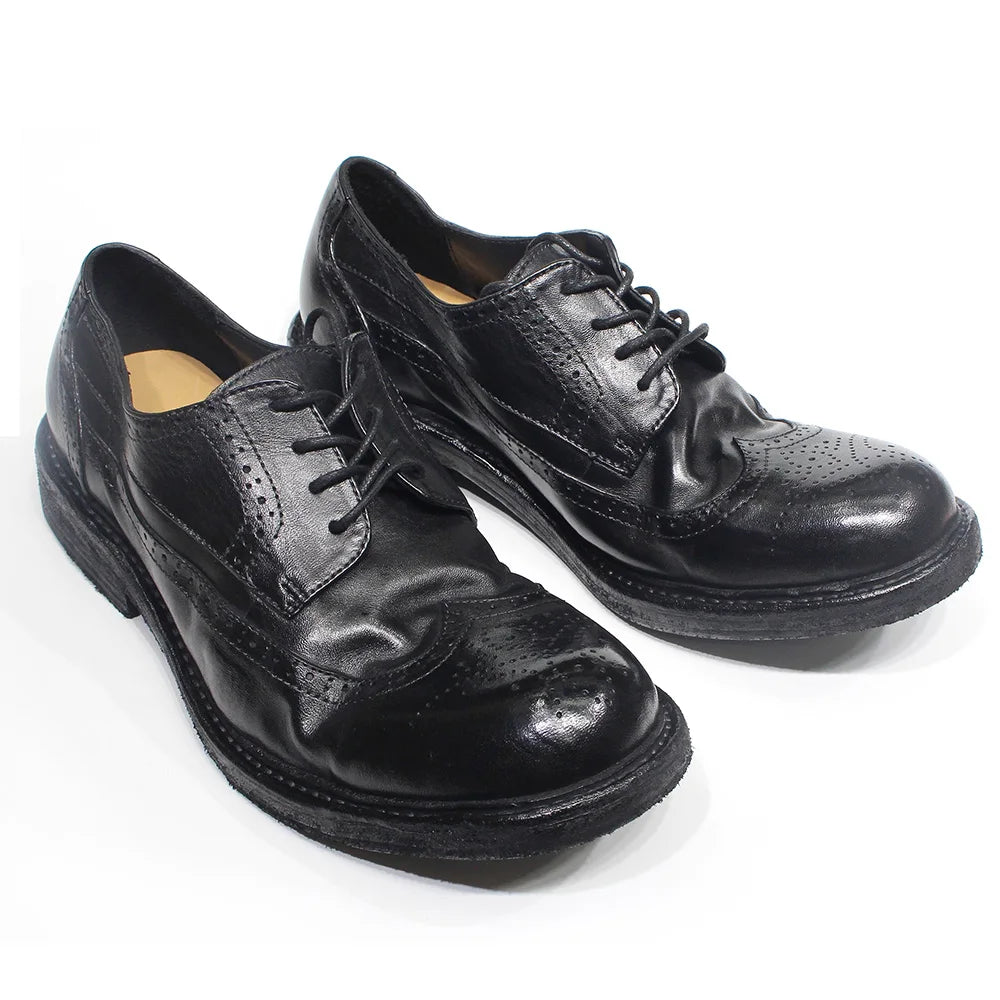 Handmade Stitched Derby Dress Shoes - Soft Calfskin Leather Wingtip Brogue
