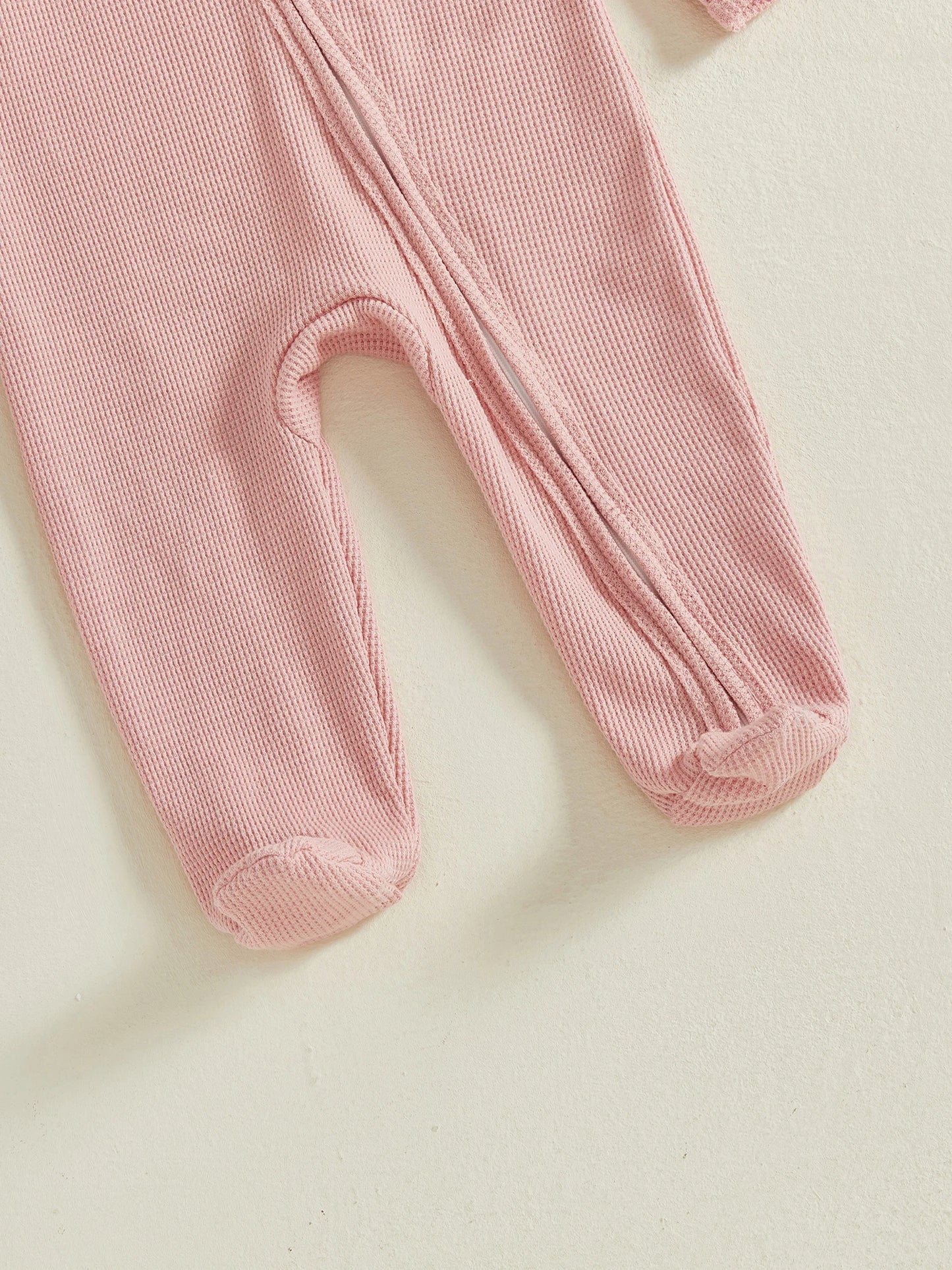 Baby Footed Romper - Long Sleeve Letter Embroidery Jumpsuit (0-12M)