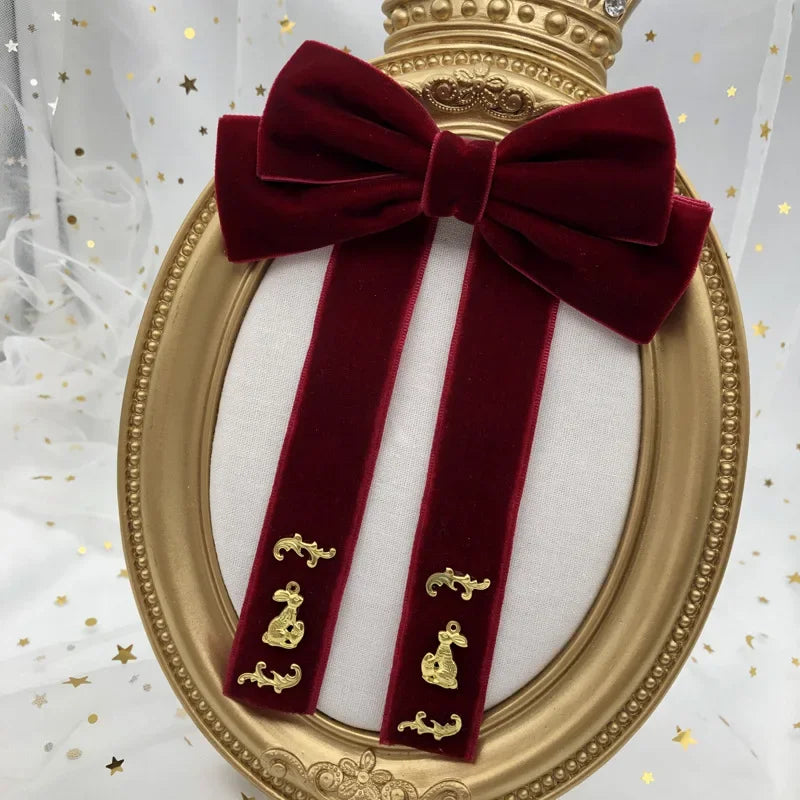Velvet Bow Cravat Brooch - Elegant Neck Tie Pin for Women