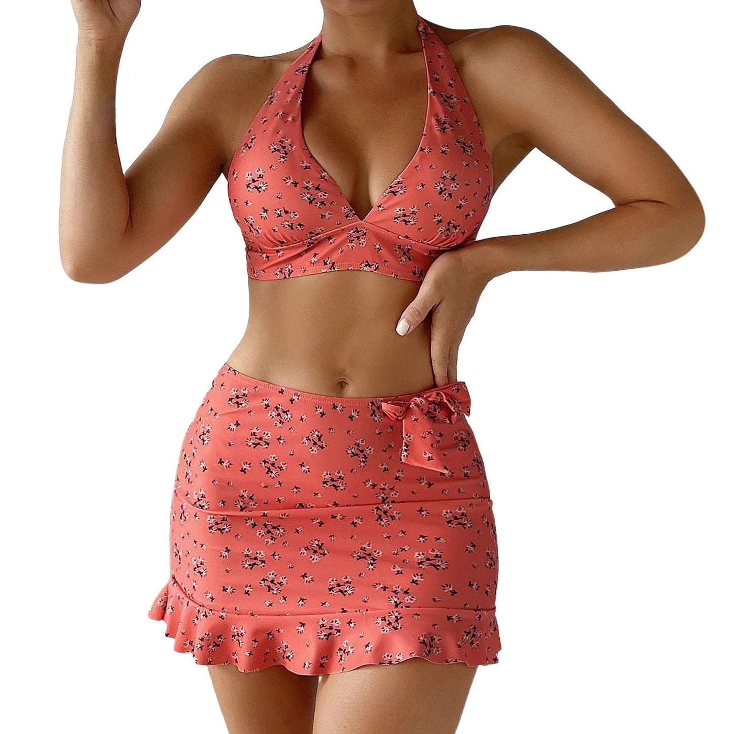 Women's Printed Three Piece Swimwear Bikini Set