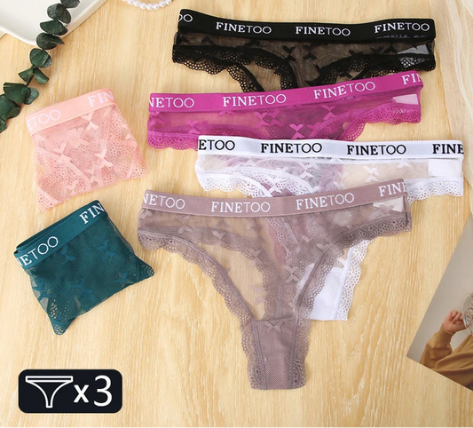Women's Lace Thong Lingerie 3-Pack