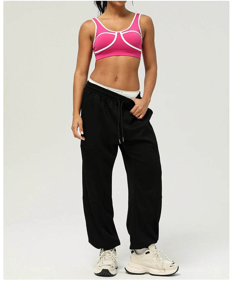 Women's Loose Drawstring Jogger Sweatpants — Breathable Pocket Sports Trousers