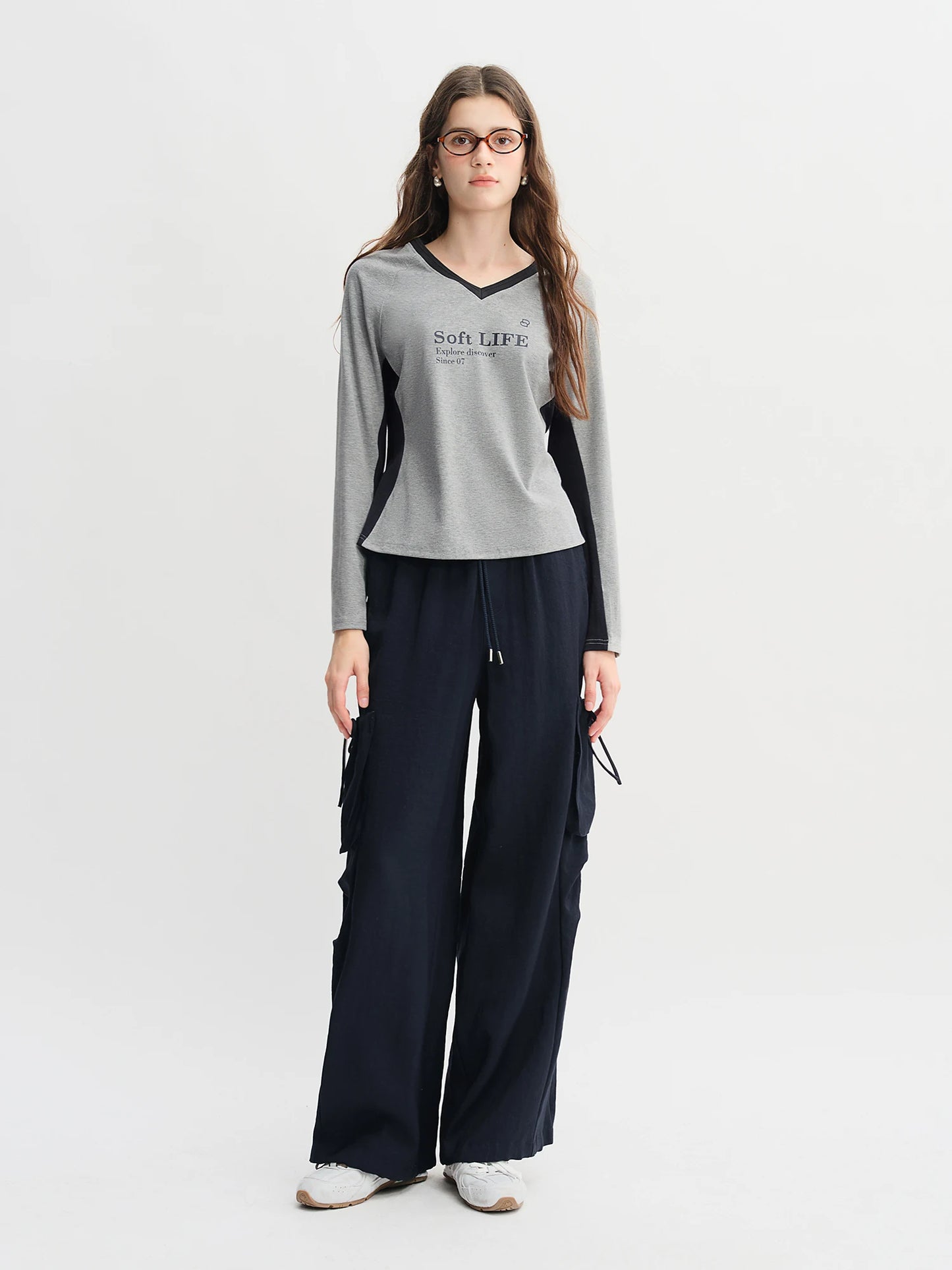 High-Rise Pants and Tee Set - Casual Two-Piece Outfit