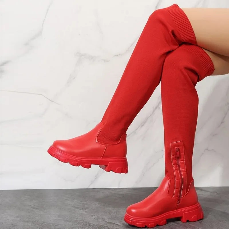 Women's Over The Knee Platform Splicing Long Boots