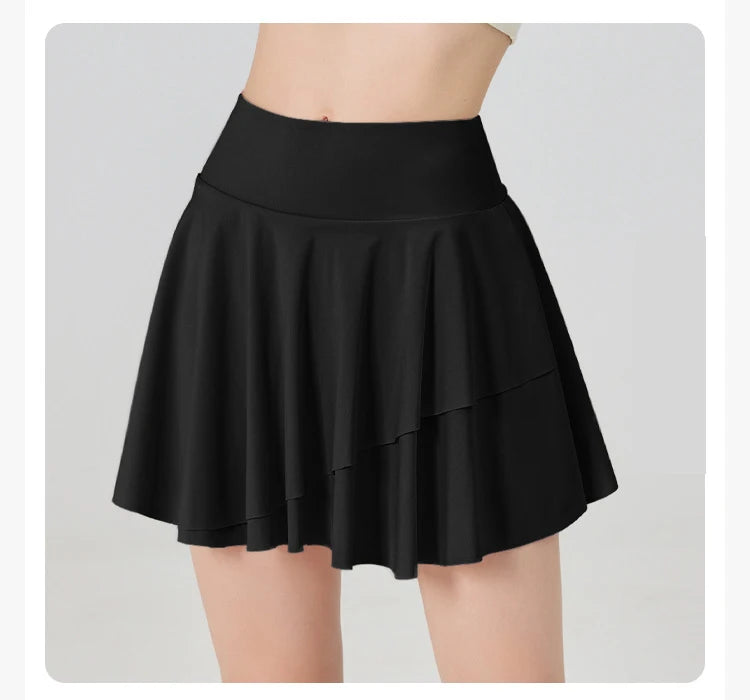 Women's High Waist Tennis Skirt with Built-in Shorts - Quick Dry Athletic Skort