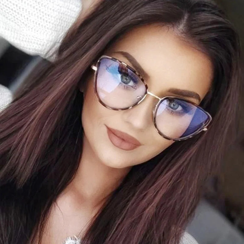 Fashion Cat Eye Eyeglass Frame - Anti Blue Light Prescription Compatible for Women