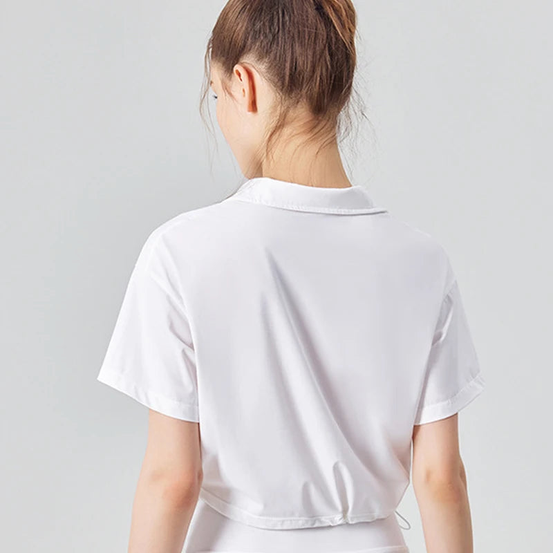 Women's Multi-Sport Athletic T-Shirt - Breathable Crop Top for Yoga & Tennis