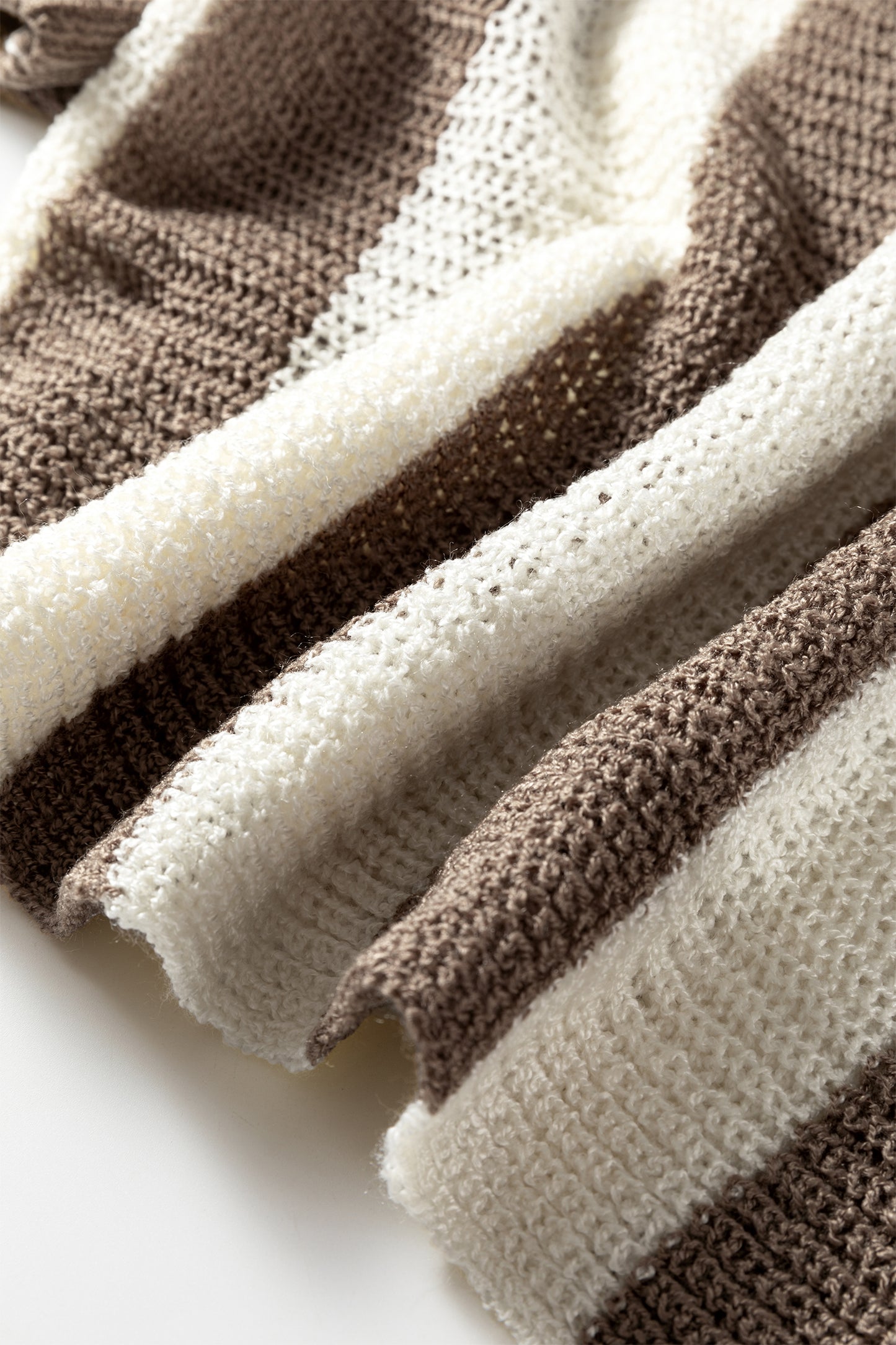 Red Stripe Colorblock V Neck Bracelet Sleeve Sweater