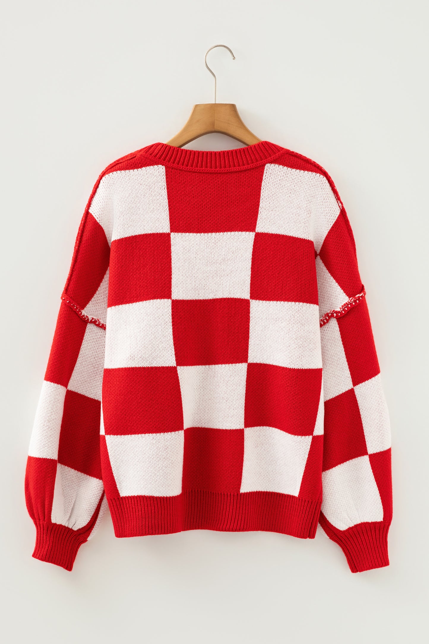 Checkered Bishop Sleeve Sweater
