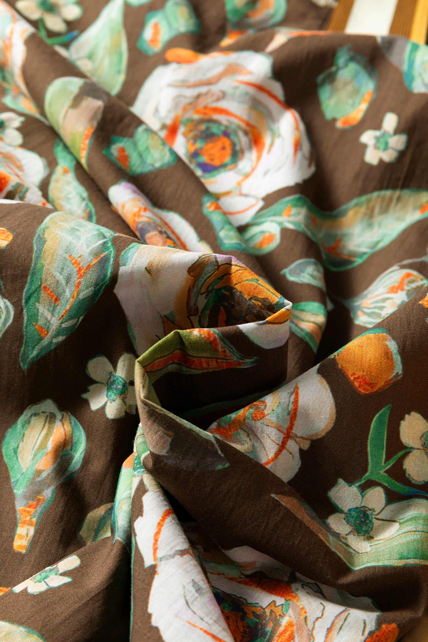 Floral Print Contrast Trim V Neck Pocketed Long Sleeve Mini Dress