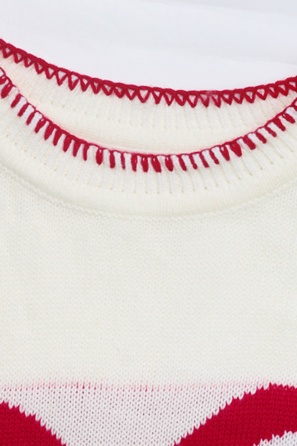 Bow Pattern Contrast Trim Christmas Loose Graphic Sweater