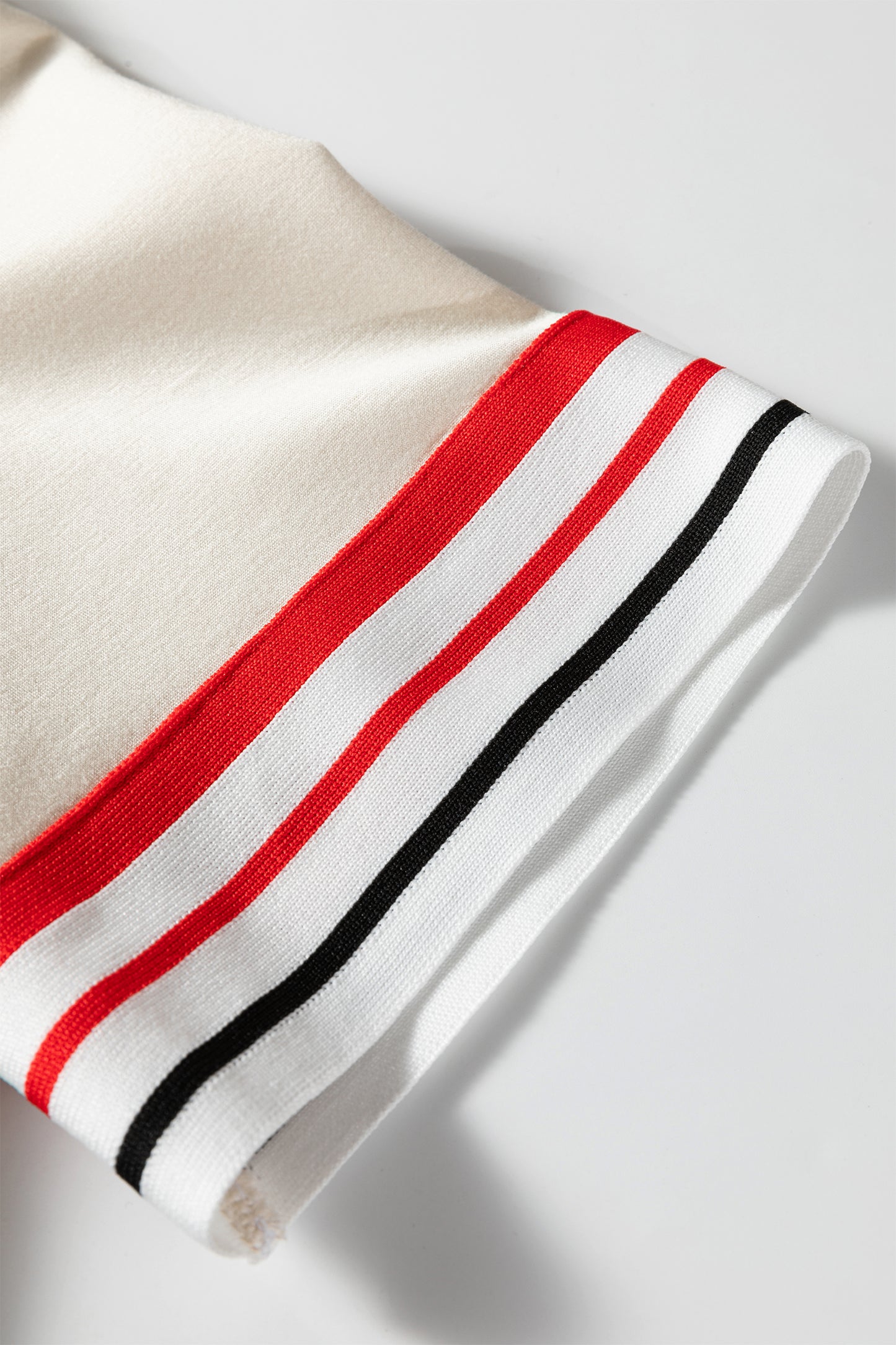 Contrast Striped Trim Crewneck T Shirt Loose Straight Pants Set