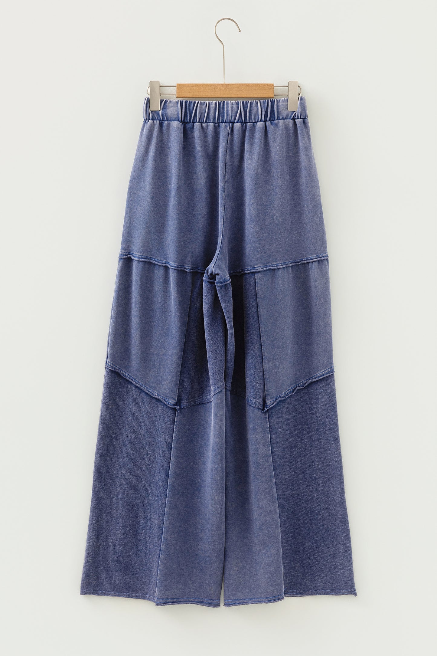 Mineral Wash Tiered Wide Leg Patchwork Drawstring Pants