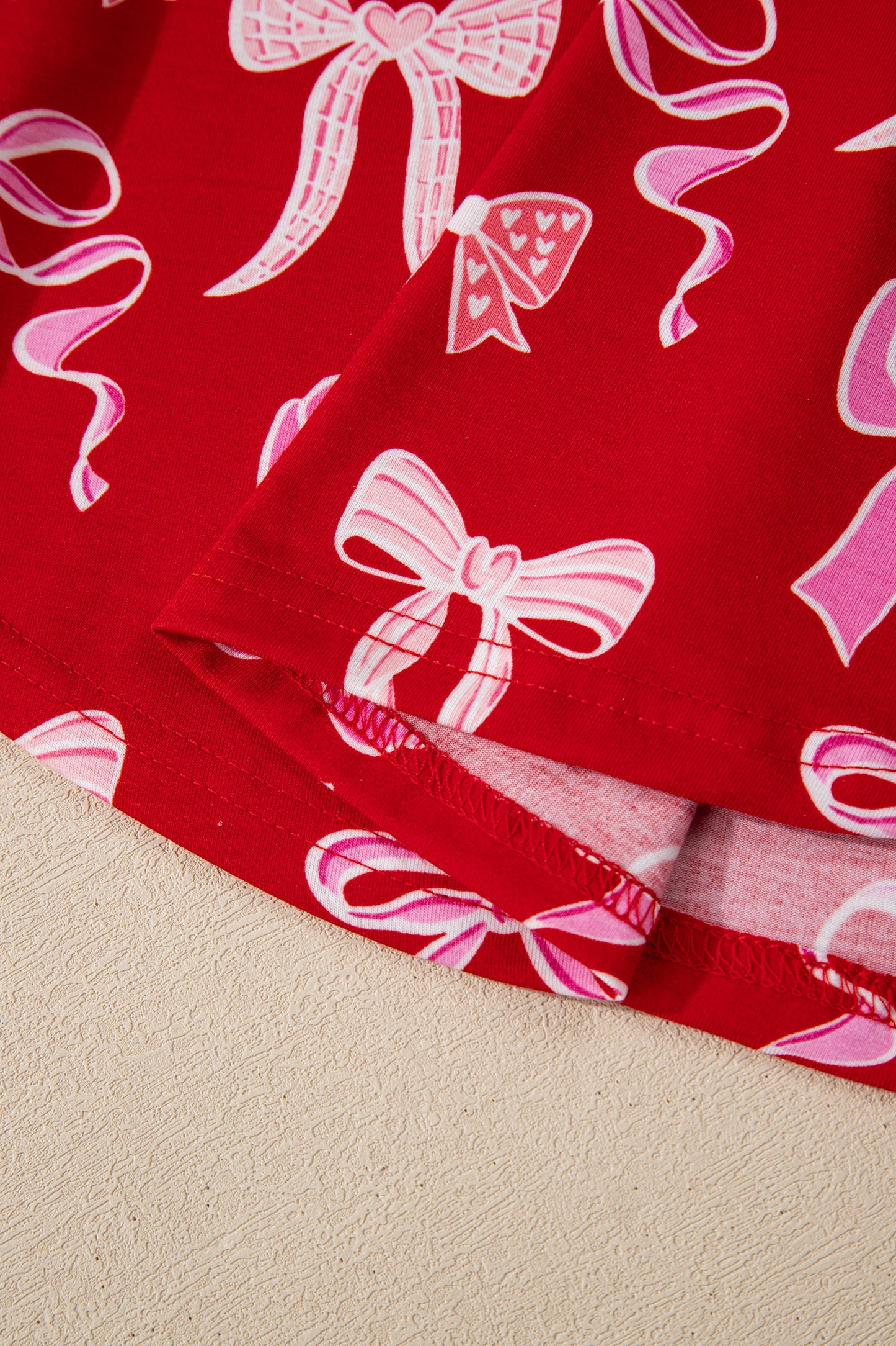 Sweet Bow Print Shirt Style Top & Long Pants Pajama Set