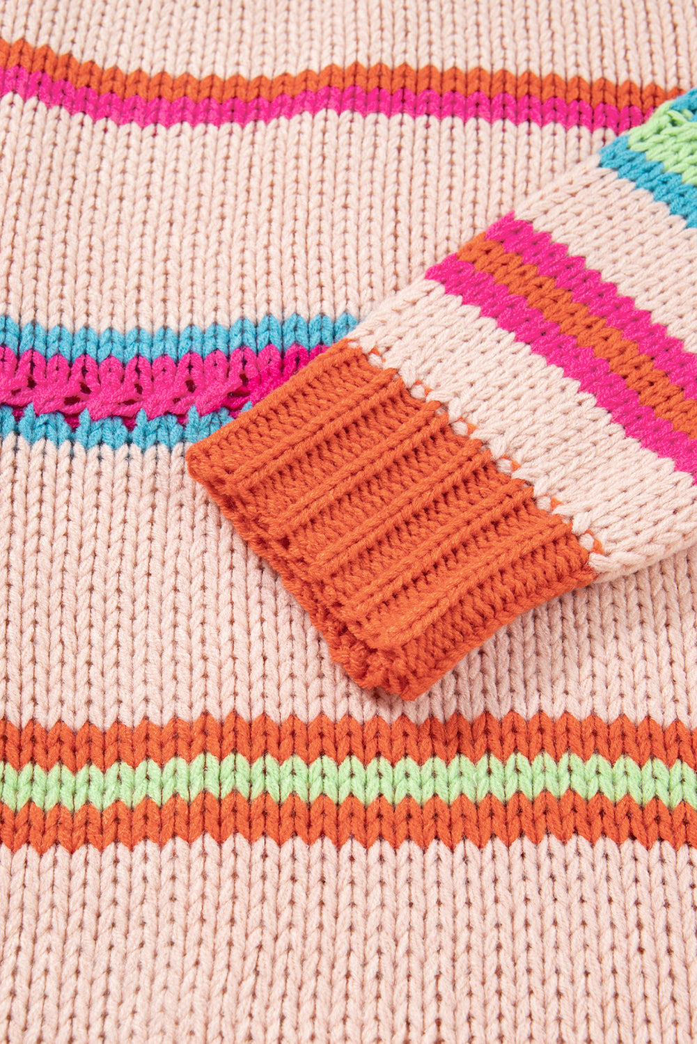 Open Front Striped Colorblock Knit Oversize Cardigan