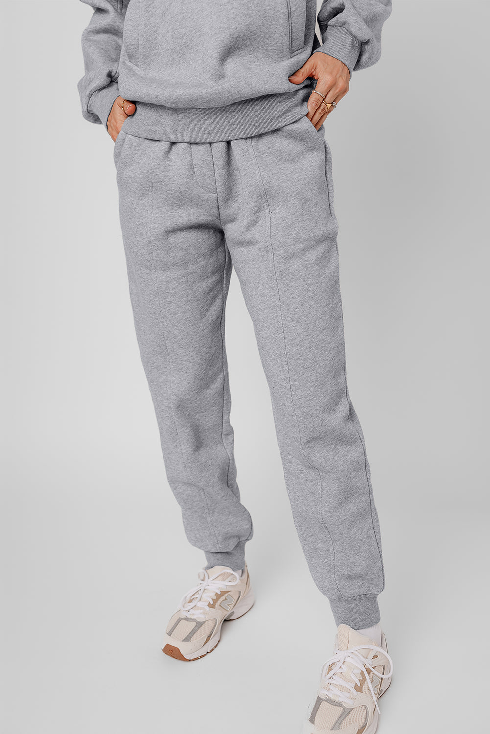 Solid Exposed Seams Hoodie and Joggers Activewear Set