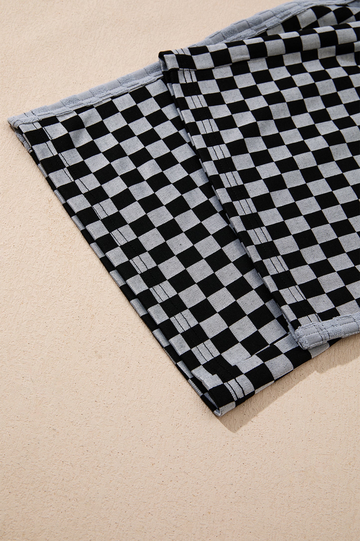 Checkerboard Drawstring Waist Casual Pants