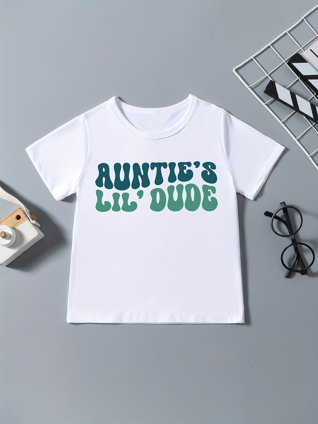 Baby Boy's Toddler Kid's "Auntie's Lil Dude" Print Short Sleeve T-shirt