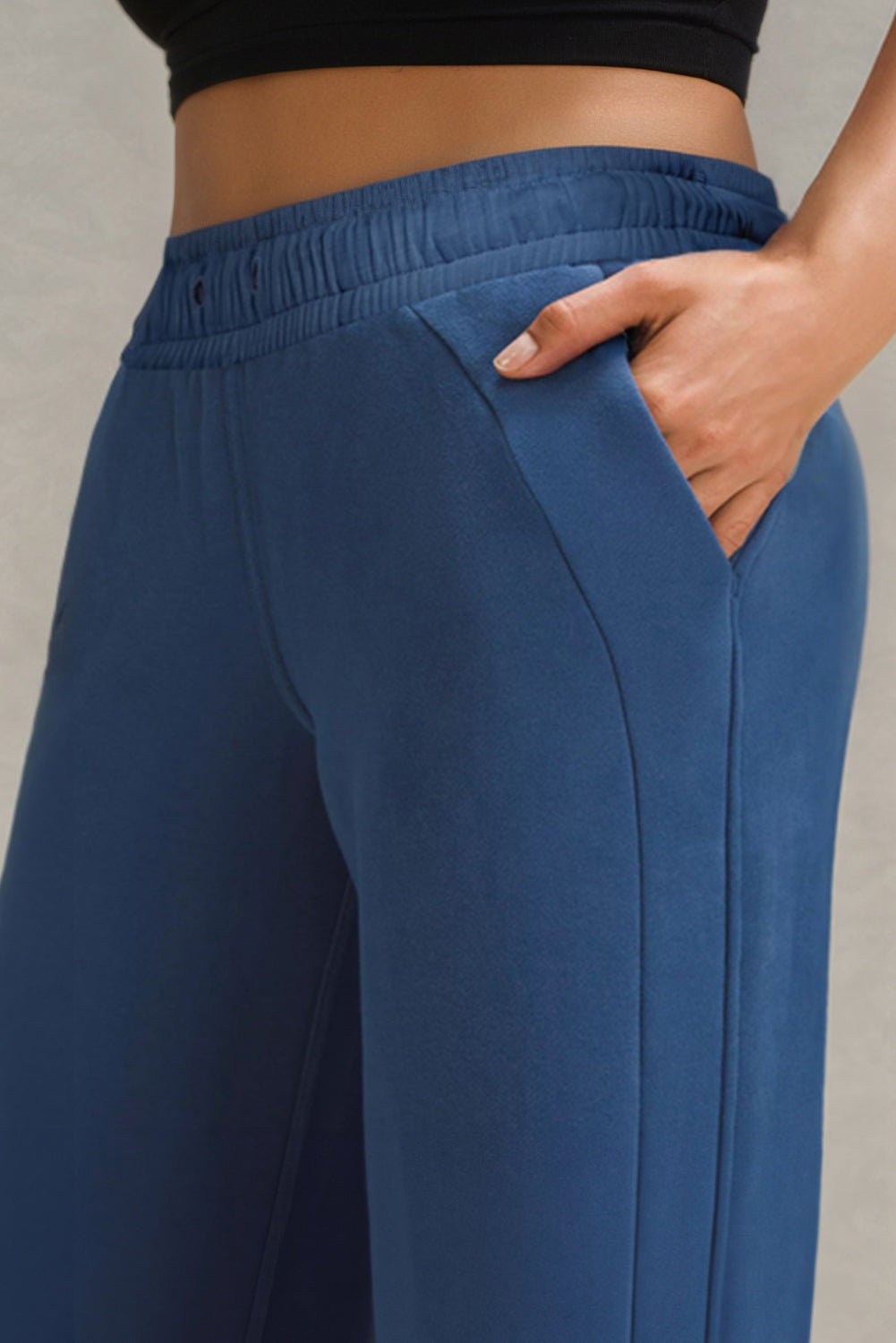 Drawstring High Waist Wide Leg Pocketed Sweatpants