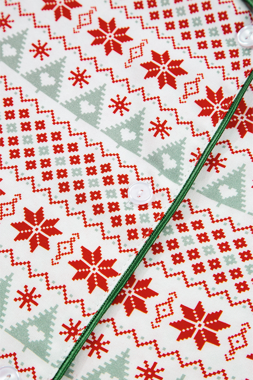 White Christmas Pattern Print Long Sleeve Pajama Set - 2 Piece
