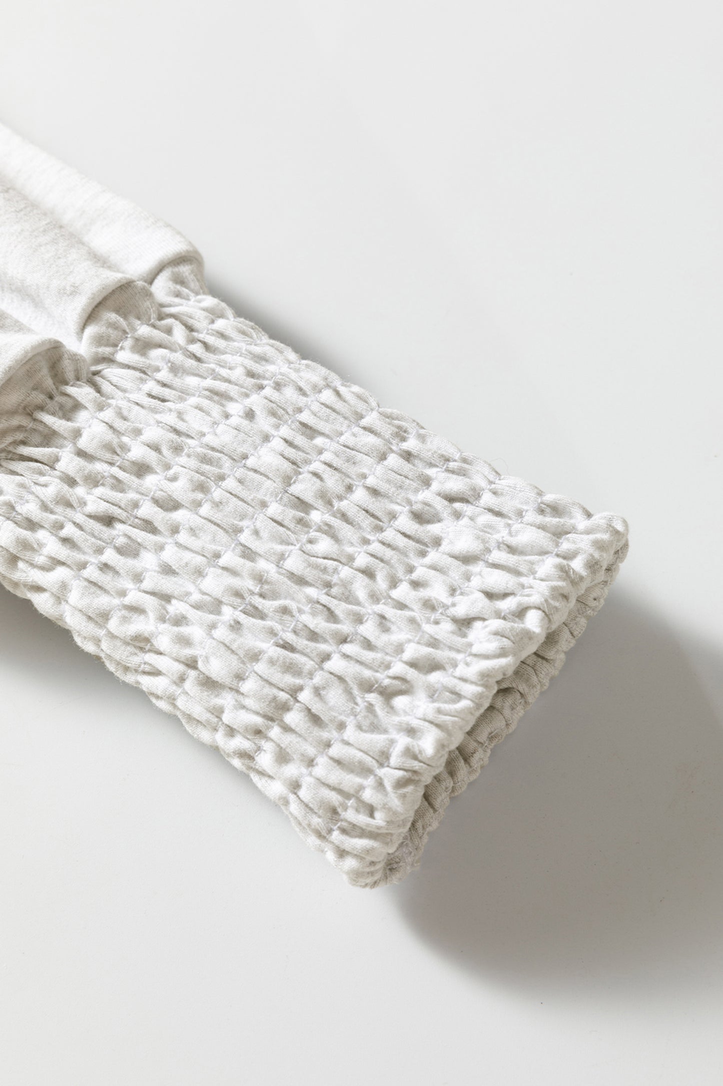 Shirred Cuffs Puff Sleeve Peasant Top - Oatmeal