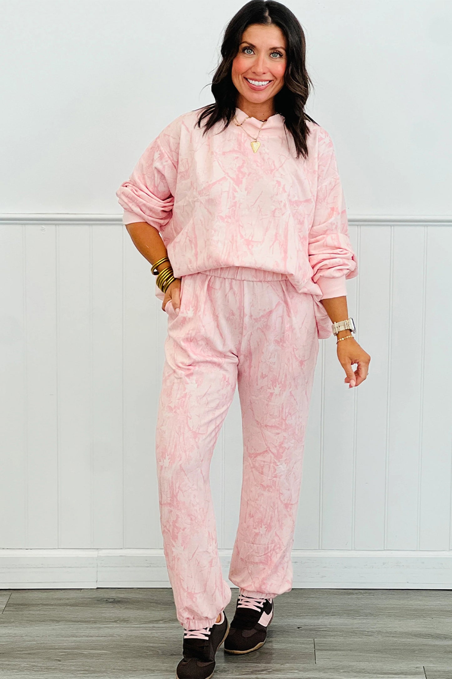 Pink Camo Print Jogger Set