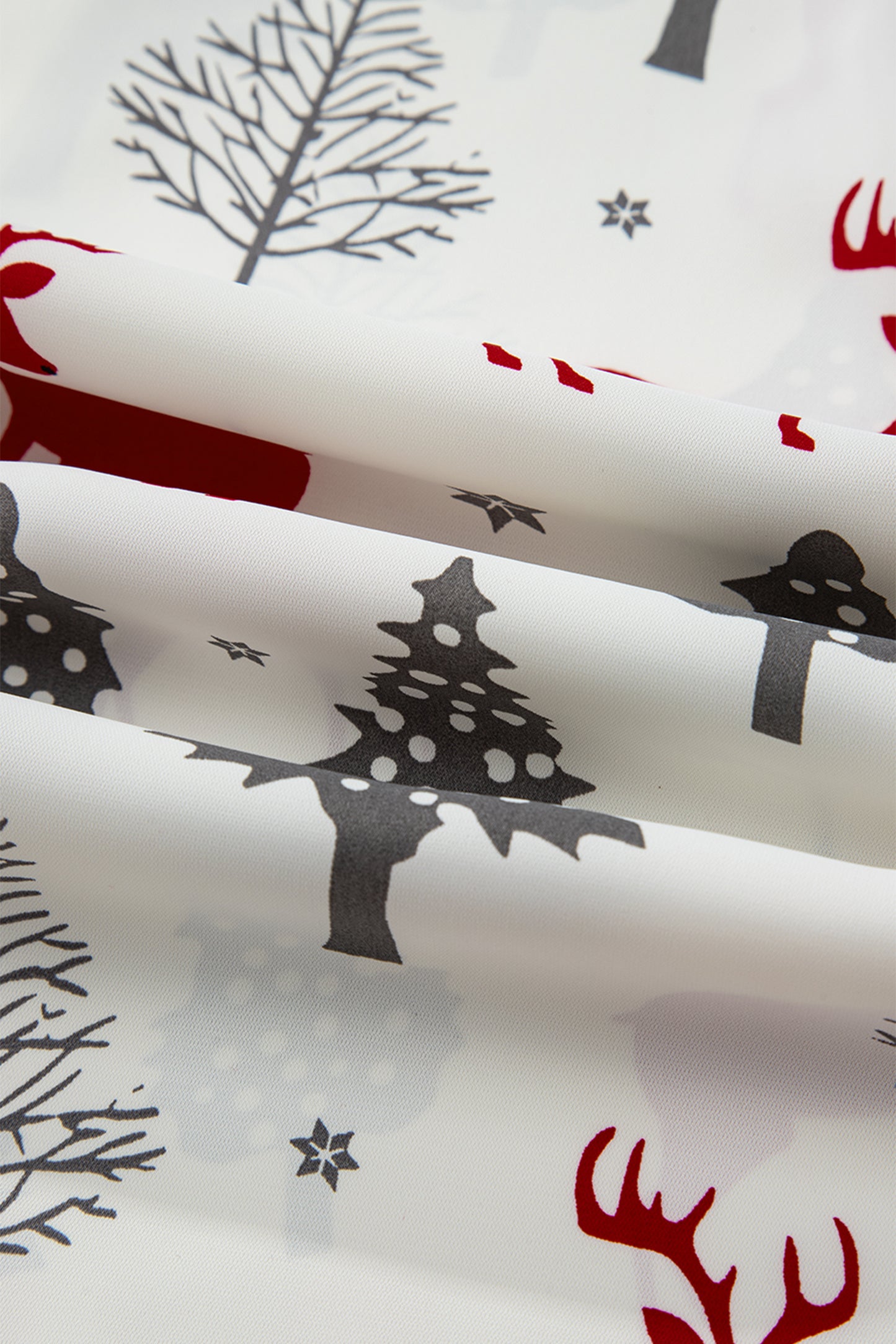 Christmas Print Velvet Trim Bow Knot Pajama Short Set