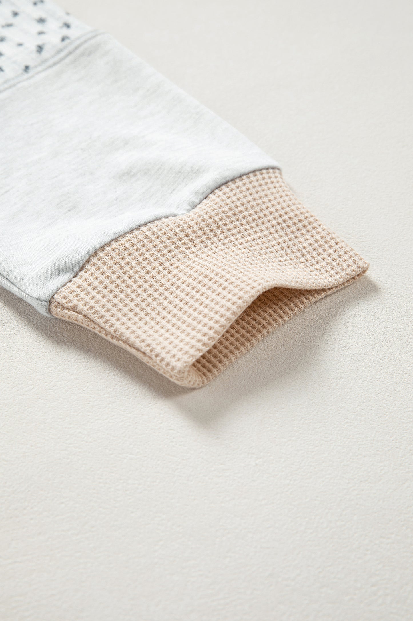 Light Grey Mixed Print Raglan Sleeve Patchwork Pullover Top