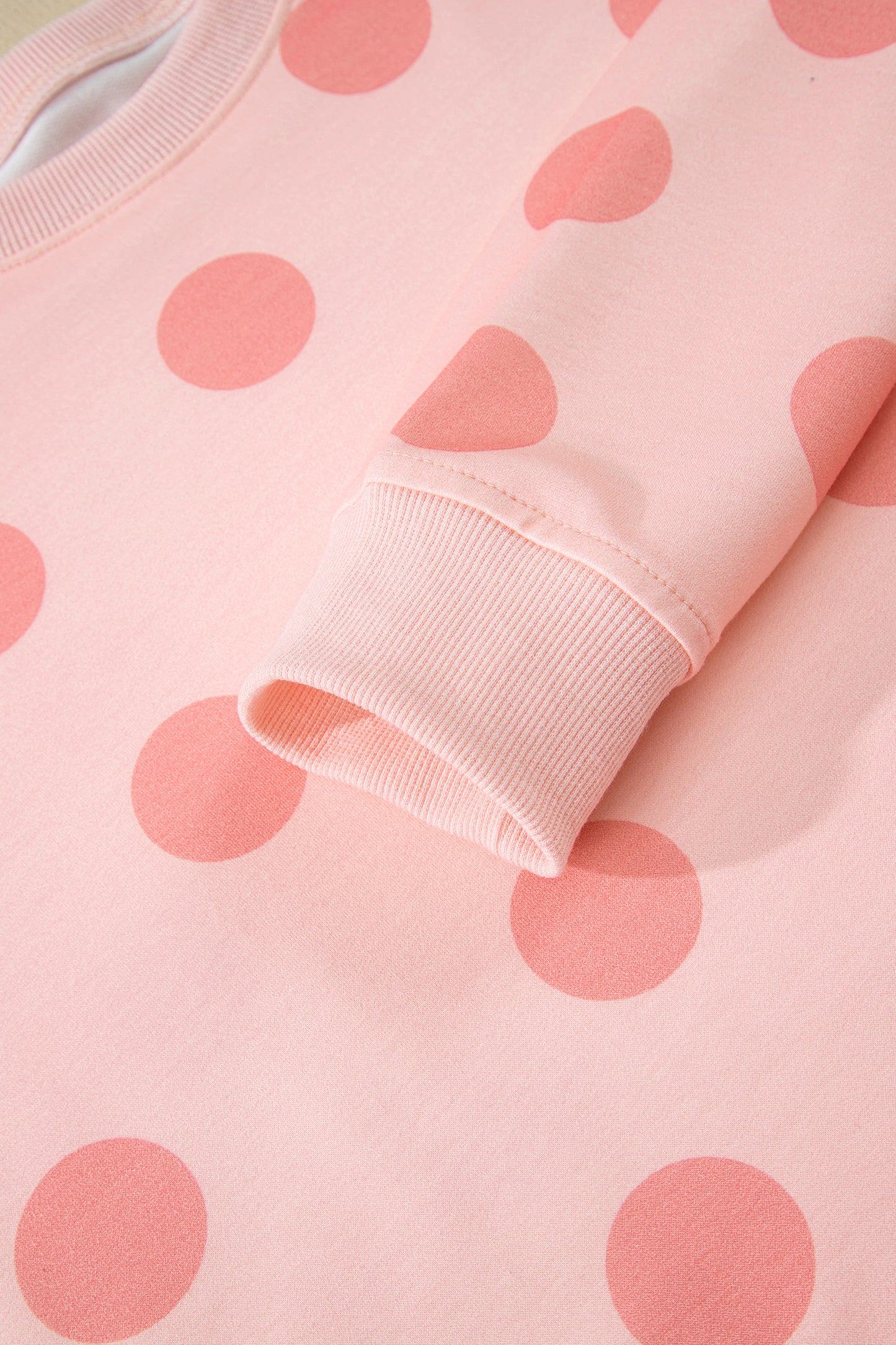 Polka Dot Print Drop Shoulder Pullover & Drawstring Shorts Set