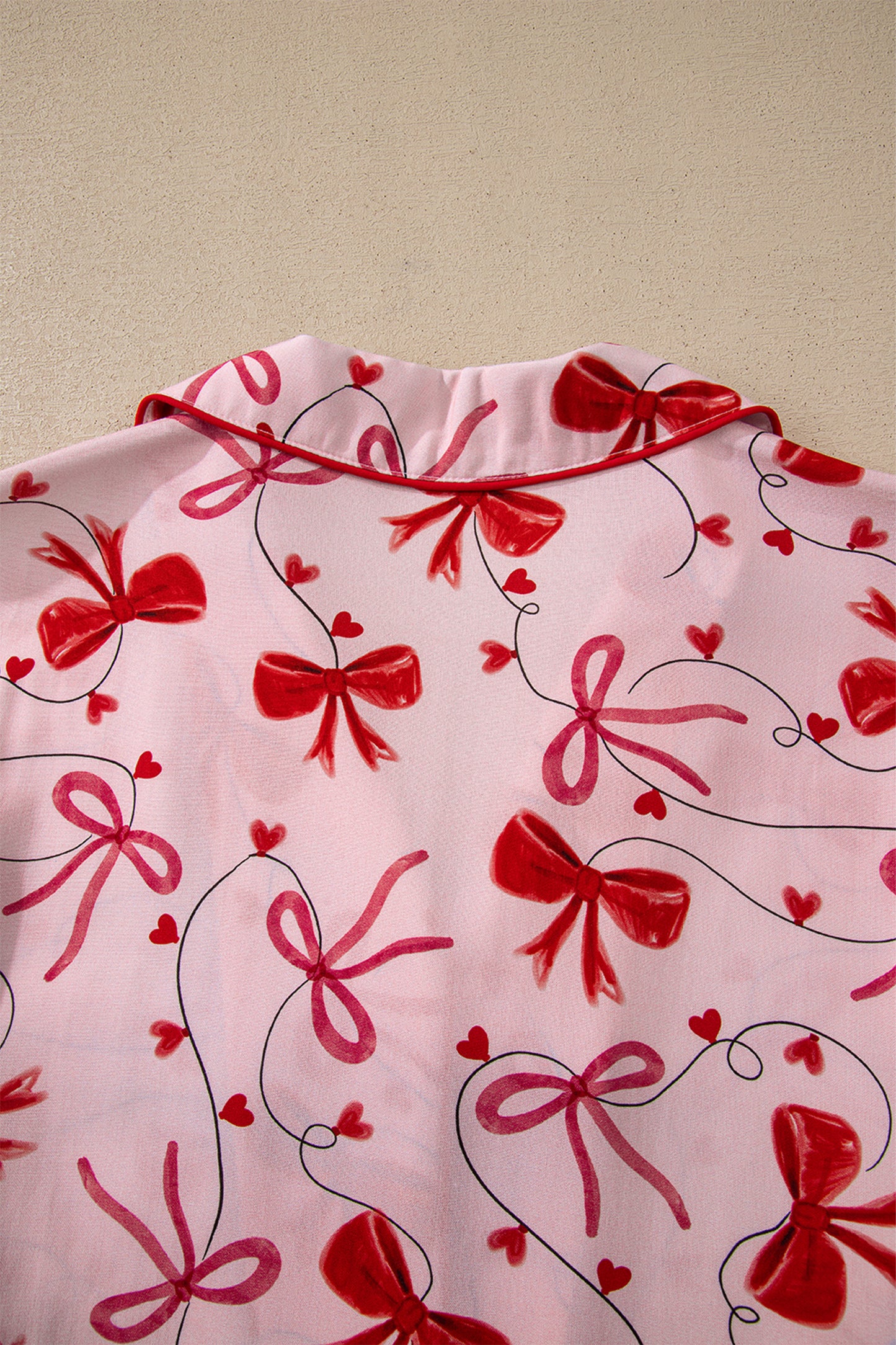 Bow Print Valentine Long Sleeve Shirt & Shorts Pajama Set