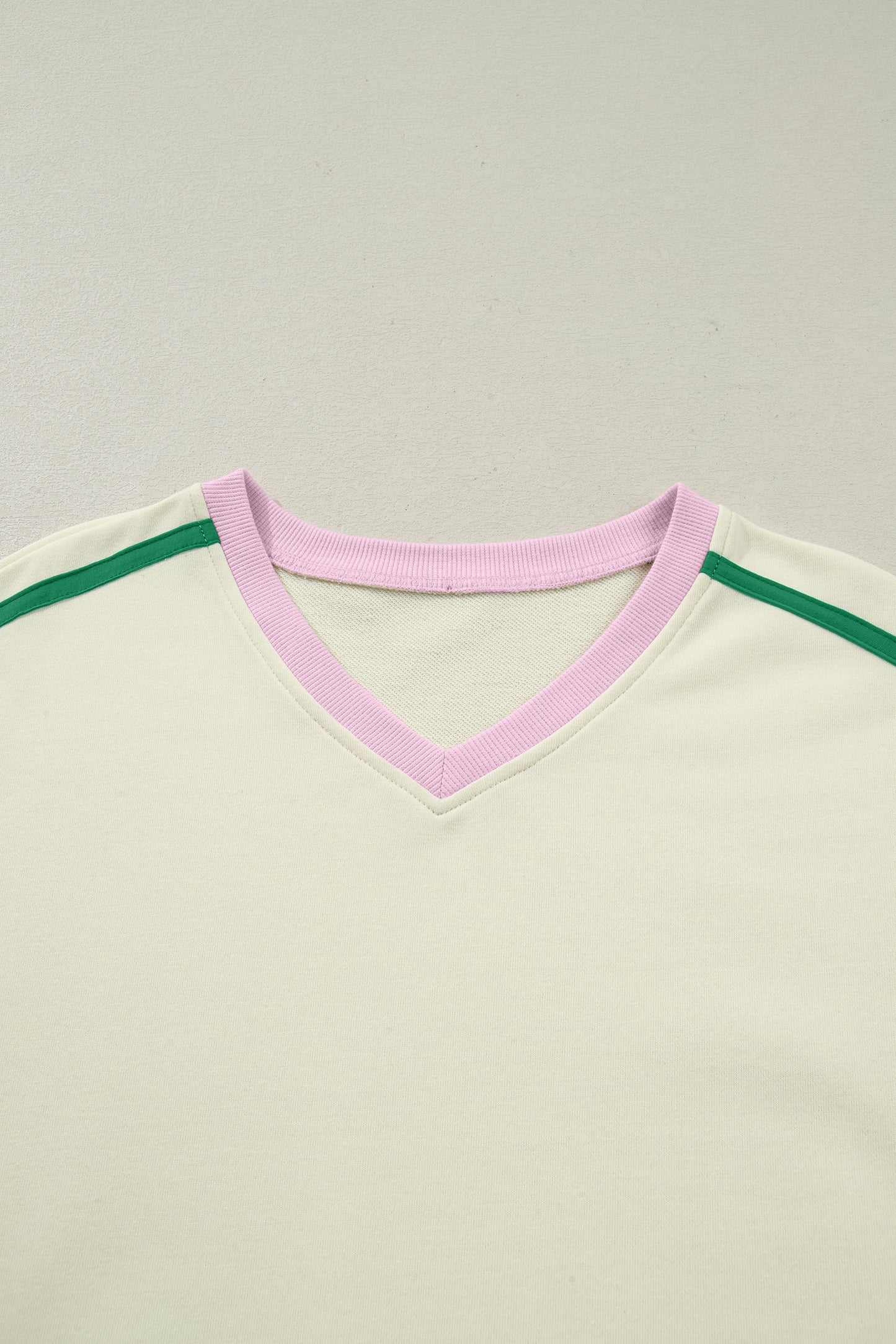 Ribbed Colorblock Trim V Neck Sporty Pullover Mini Skort 2pcs Athleisure Set