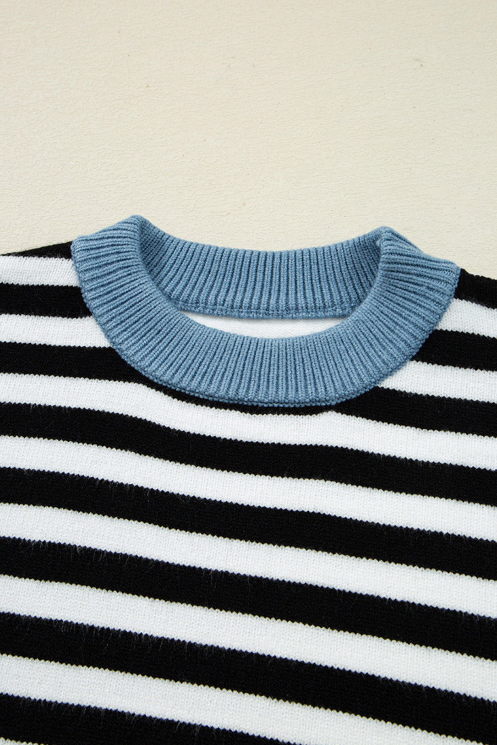 Black Striped Panels Colourblock Sleeve Chic Sweater