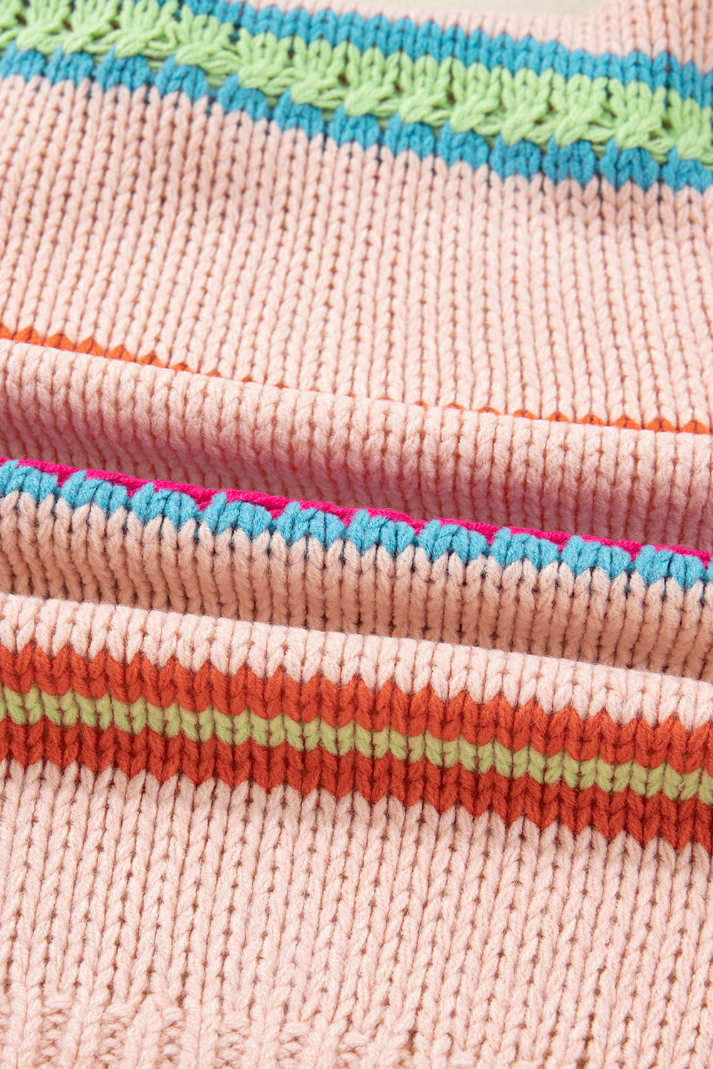 Open Front Striped Colorblock Knit Oversize Cardigan