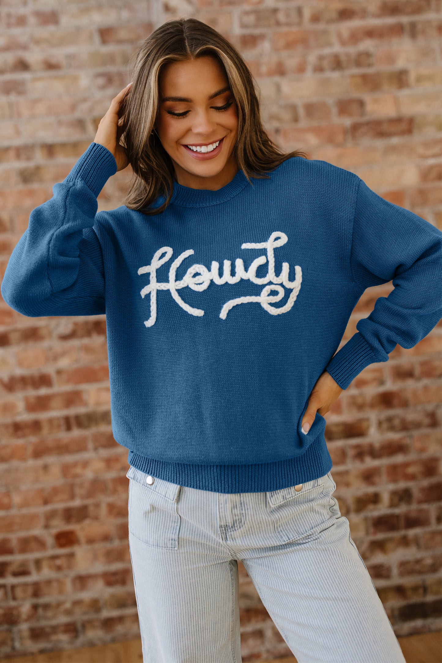 Howdy Embroidered Graphic Western Sweater