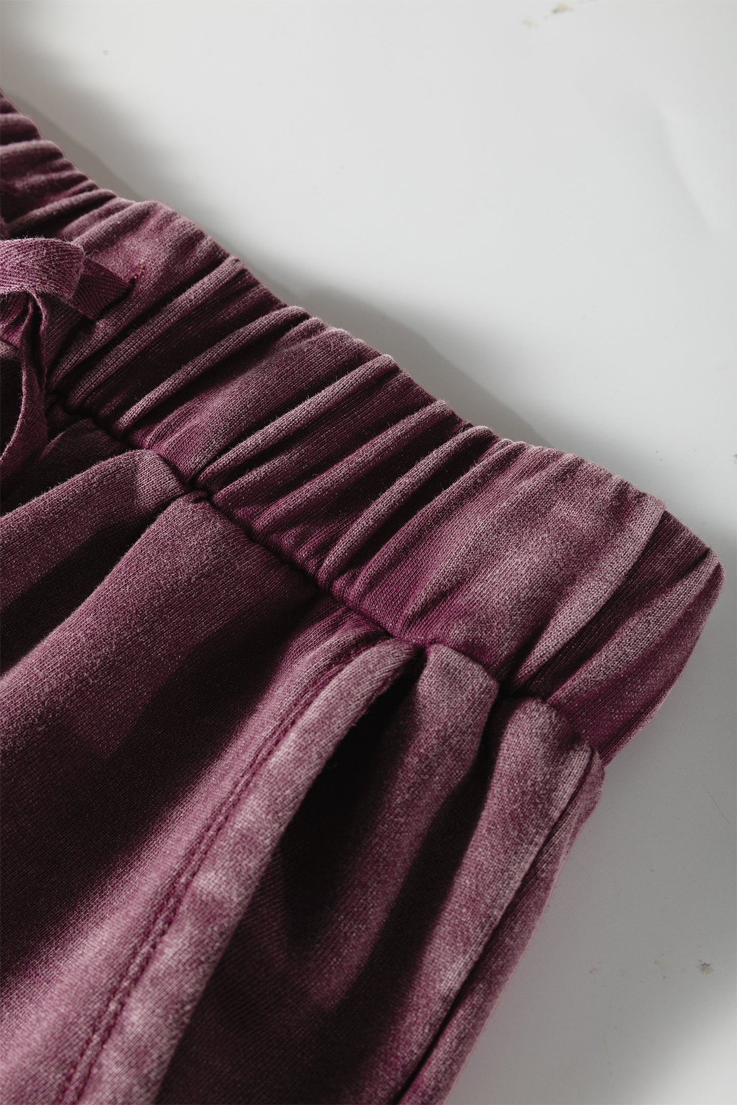 Mineral Wash Tiered Wide Leg Patchwork Drawstring Pants