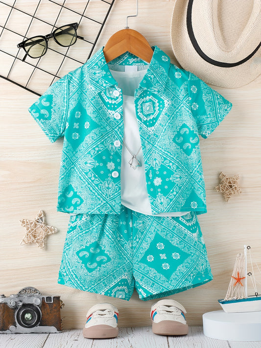 Baby Boys Summer Short Sleeve Shirt & Matching Shorts Set, 2Pcs