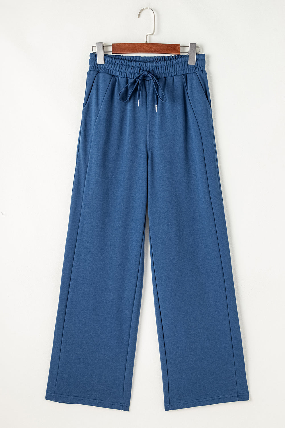 Drawstring High Waist Wide Leg Pocketed Sweatpants