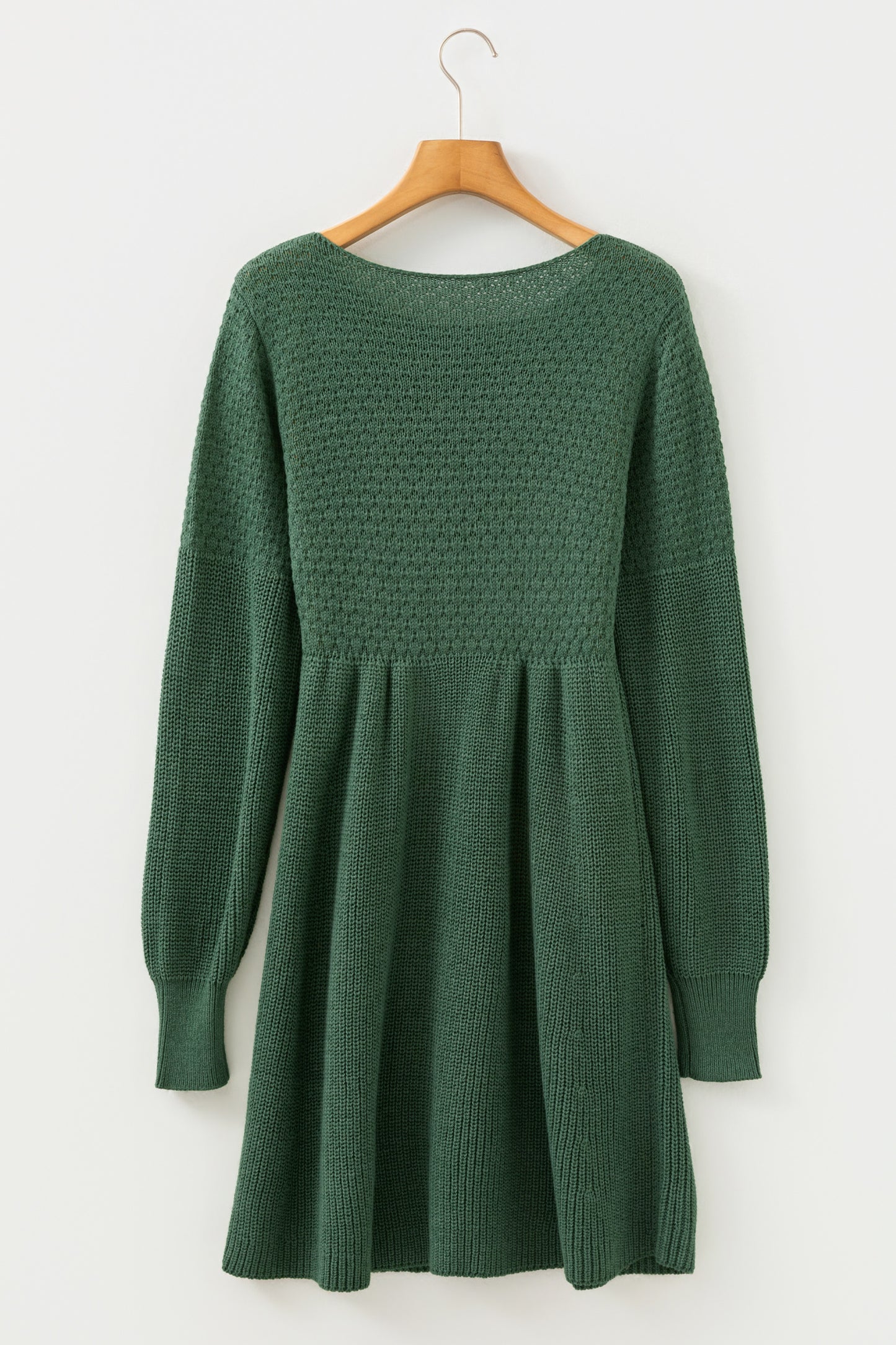 Mist Green Lantern Sleeve Empire Waist Short Sweater Dress