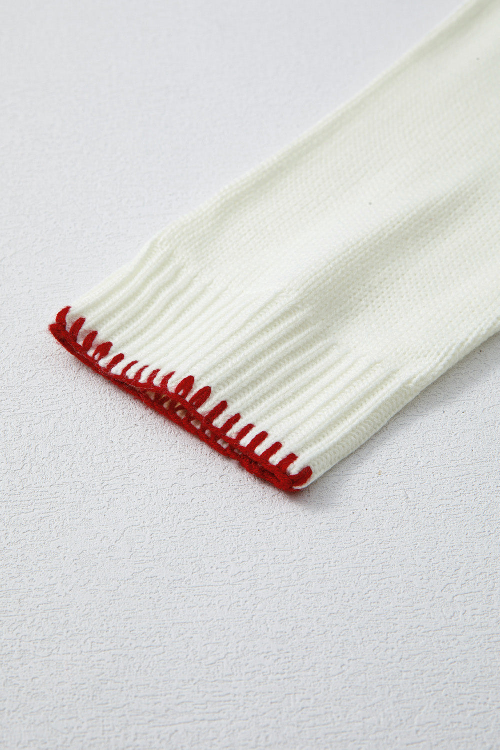 Bow Pattern Contrast Trim Christmas Loose Graphic Sweater