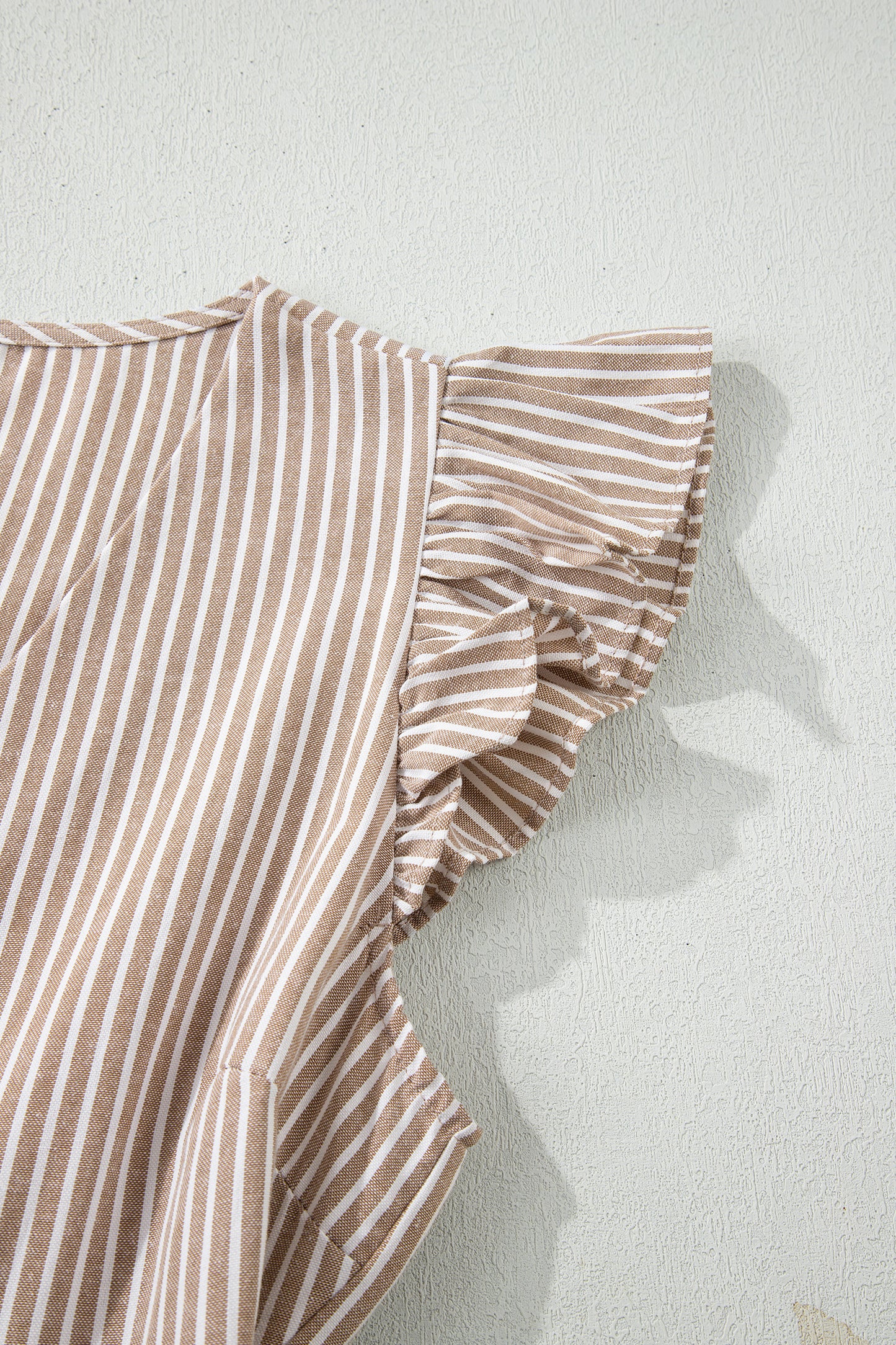 Striped Flutter Sleeve Button Front Maxi Dress