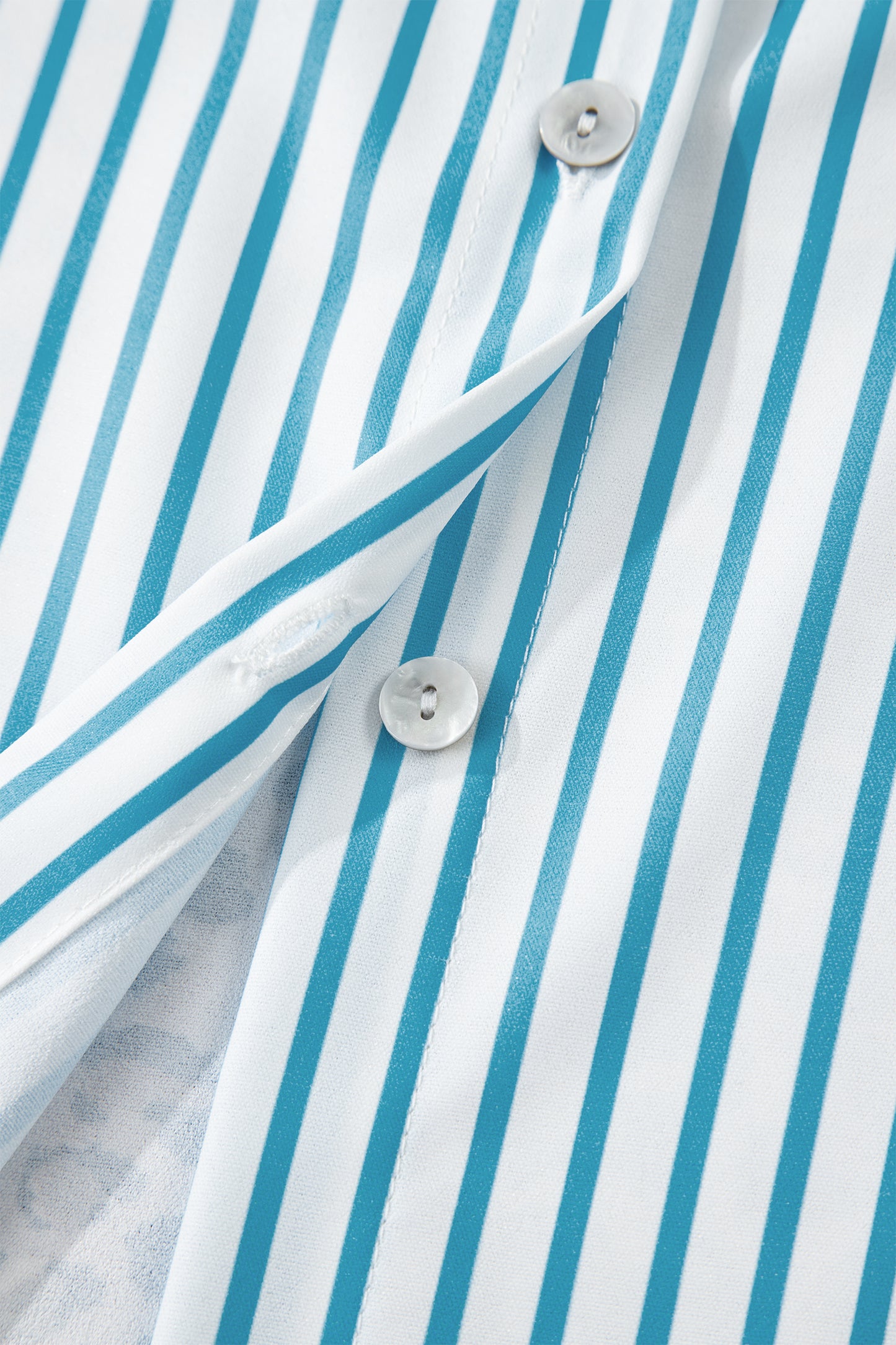 Stripe Contrast Leopard Patchwork Long Shirt Dress with Slits