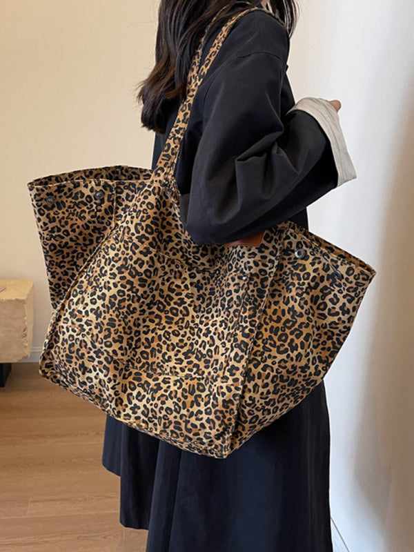Women'sleopard print canvas Tote Bag