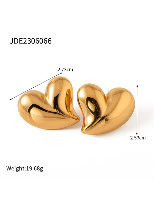 18K Gold Heart-shaped Earrings Necklace