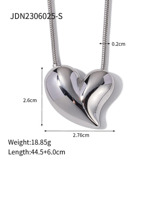 Silver non-fading Love Heart-shaped Earring Necklace