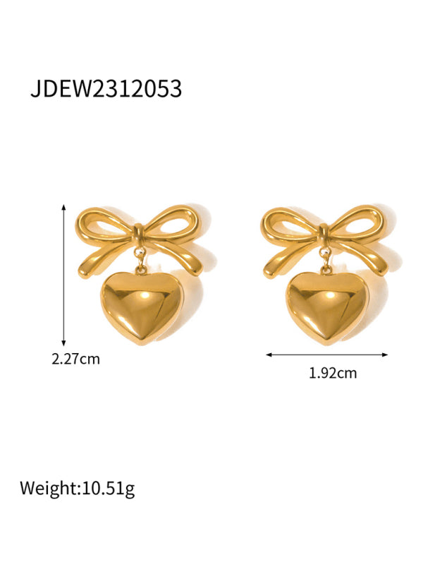 18K Gold, Stainless steel love Pendant Earrings