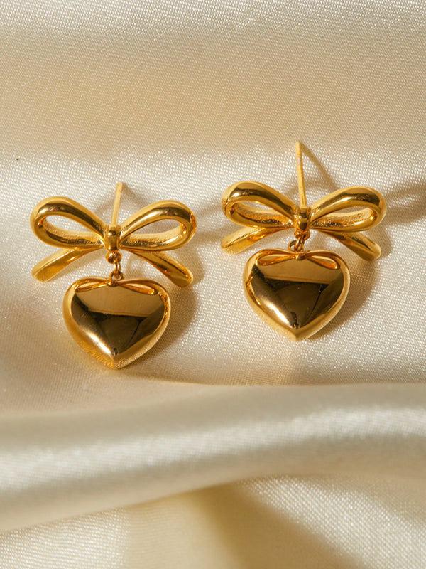 18K Gold, Stainless steel love Pendant Earrings